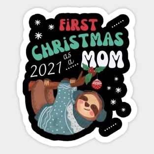 first christmas as a mom cute baby announcement design Sticker